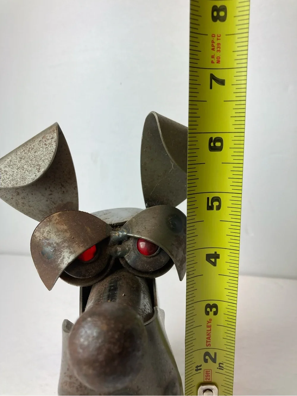 Stanley Metal Dog Figurine - Recycled Metal Red Eyed Junkyard Dog Bottle Topper